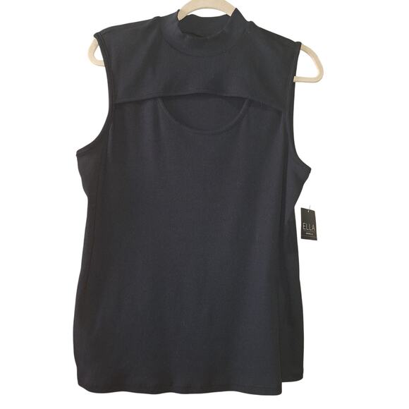 Ella Tops - NWT Ella by Rafaella Black Cutout Ribbed Tank Top LG